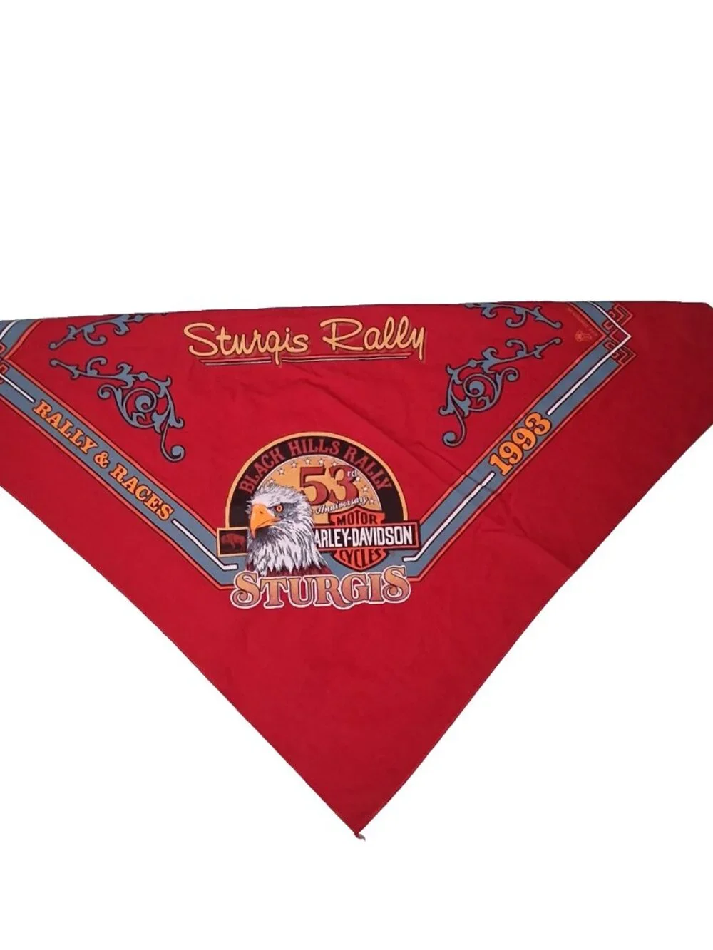 Sturgis Black Hills Rally Bandana Harley Davidson Motorcycles Red Biker 53rd '93